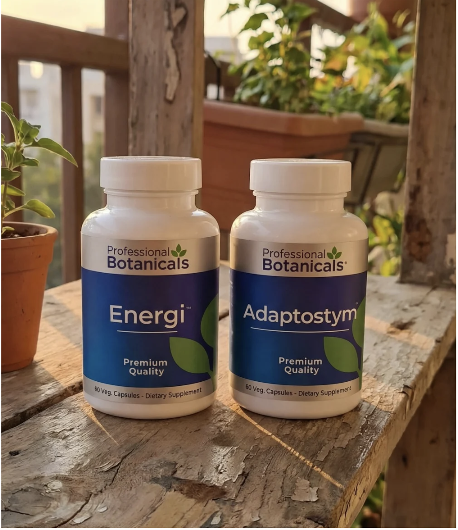 Professional Botanicals Adaptostym and Energi supplements for natural energy support
